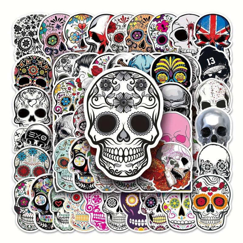 50pcs Horror Skull Waterproof Stickers Halloween Ghost Face Graffiti Decoration