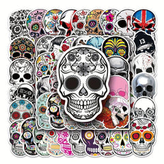 50pcs Horror Skull Waterproof Stickers Halloween Ghost Face Graffiti Decoration