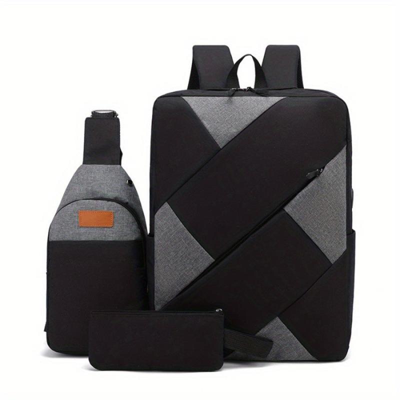 3pcs Large Capacity Backpack Set Lightweight Travel Commuter Bag