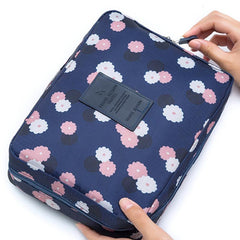 Floral Pattern Portable Makeup Bag Lightweight Polyester Toiletry Travel Accesso