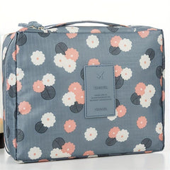 Floral Pattern Portable Makeup Bag Lightweight Polyester Toiletry Travel Accesso