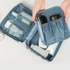 Floral Pattern Portable Makeup Bag Lightweight Polyester Toiletry Travel Accesso