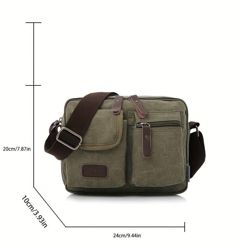 Vintage Square Shoulder Bag Zipper Messenger Bag