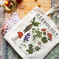Herbology Plants Pattern Tote Bag Botanical Travel Bag Gardening Tote Bag