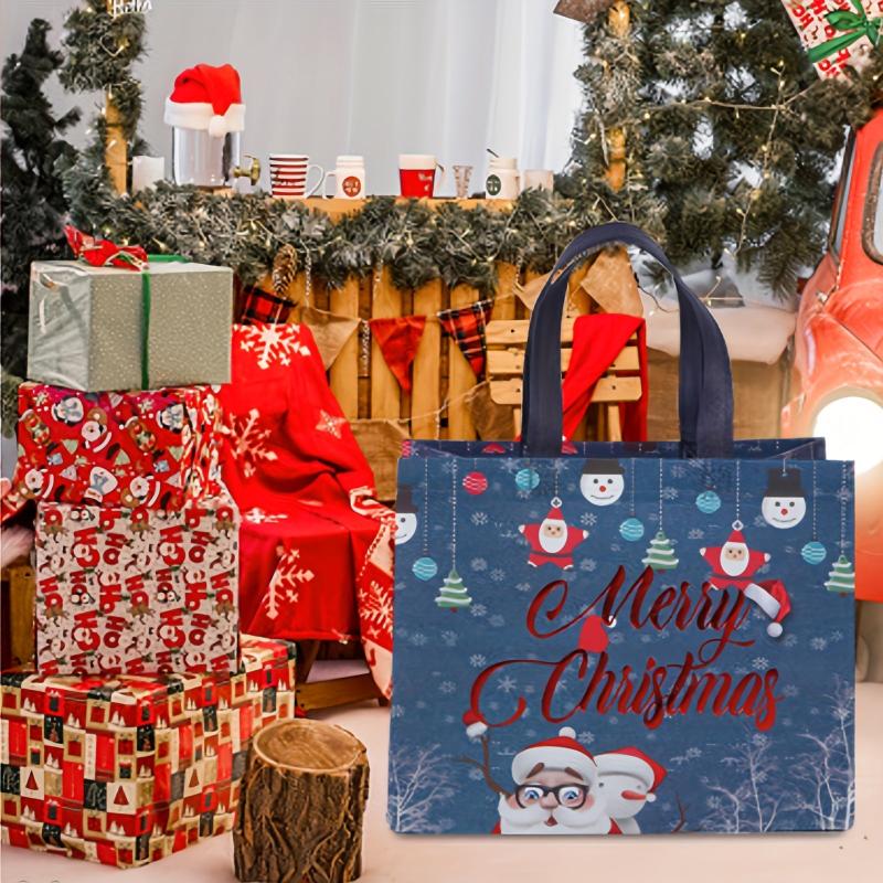 6pcs Christmas Gift Bags Tote Bags With Handles Reusable Grocery Bags
