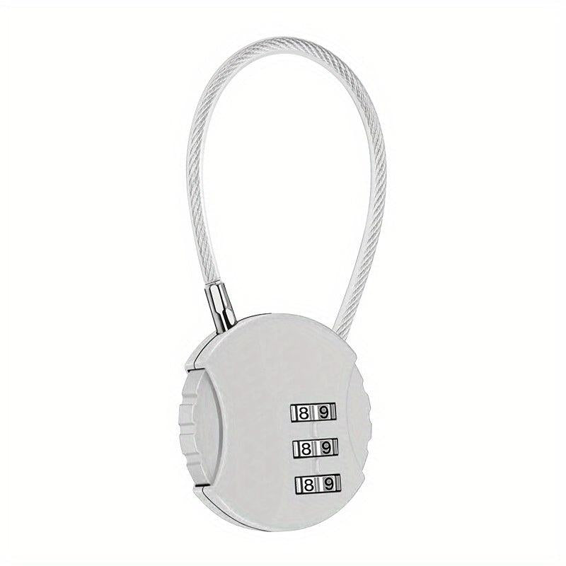 1pc Round Wire Rope Password Lock Mini Padlock