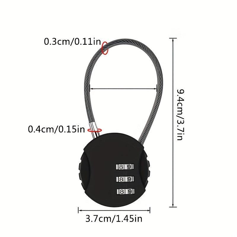 1pc Round Wire Rope Password Lock Mini Padlock