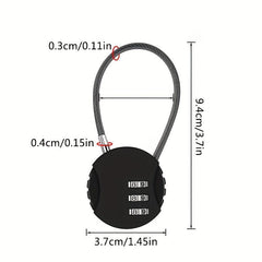 1pc Round Wire Rope Password Lock Mini Padlock