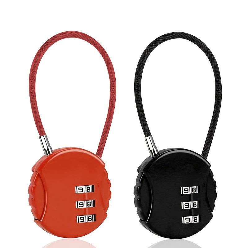 1pc Round Wire Rope Password Lock Mini Padlock