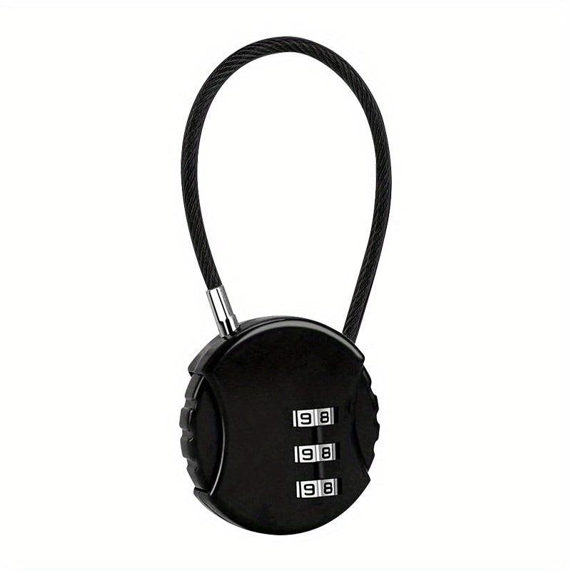 1pc Round Wire Rope Password Lock Mini Padlock