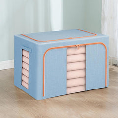 Cotton Linen Clothes Storage Box Transparent Basket Bag