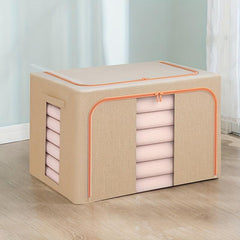 Cotton Linen Clothes Storage Box Transparent Basket Bag