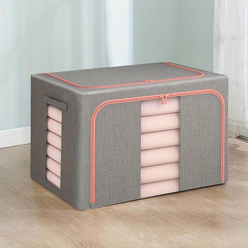 Cotton Linen Clothes Storage Box Transparent Basket Bag
