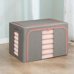 Cotton Linen Clothes Storage Box Transparent Basket Bag