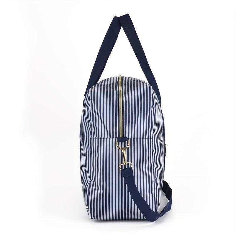 Striped Weekender Tote Bag Lightweight Luggage Gym Storage Bag