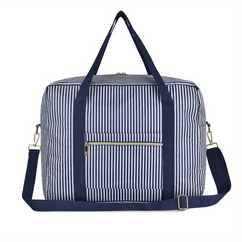 Striped Weekender Tote Bag Lightweight Luggage Gym Storage Bag