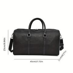 Large Capacity Boston Tote Storage Pouch PU Leather Textured Luggage Bag