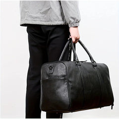 Foldable Duffle Bag PU Leather Luggage Bag Shoe Compartment