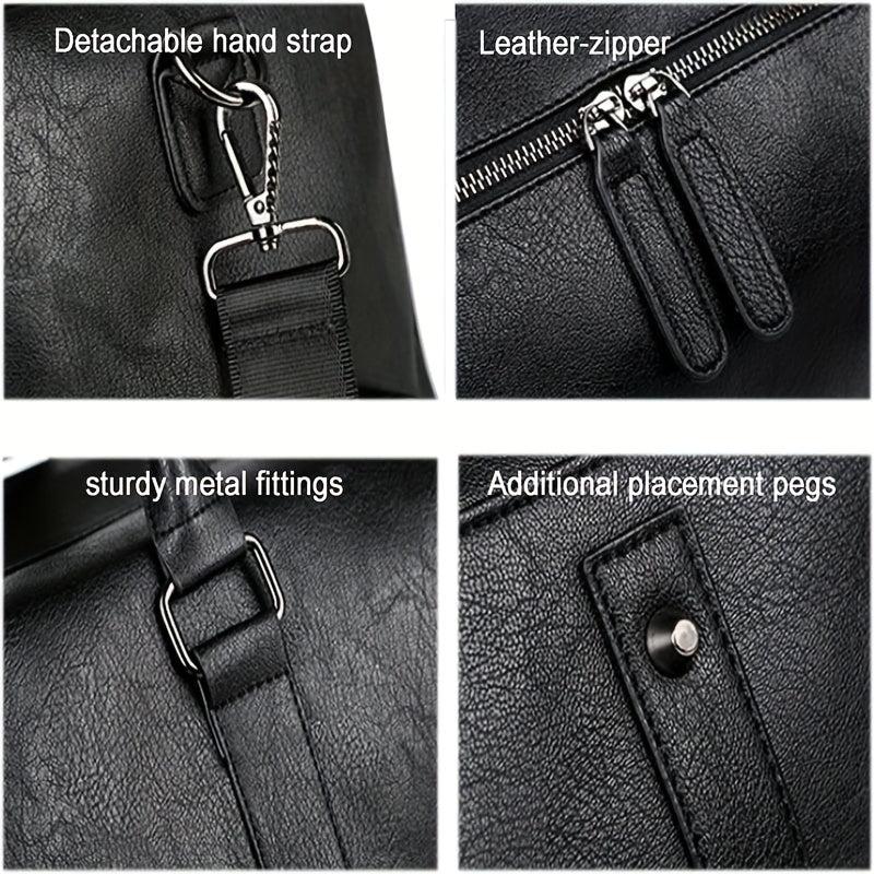 Foldable Duffle Bag PU Leather Luggage Bag Shoe Compartment