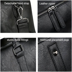 Foldable Duffle Bag PU Leather Luggage Bag Shoe Compartment