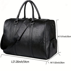Foldable Duffle Bag PU Leather Luggage Bag Shoe Compartment