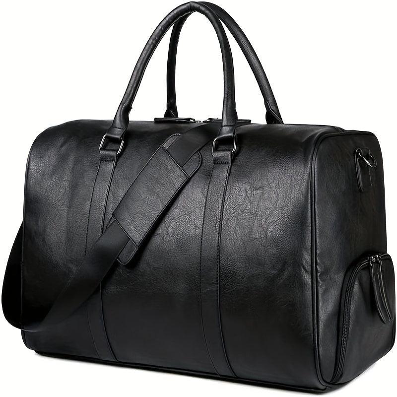 Foldable Duffle Bag PU Leather Luggage Bag Shoe Compartment
