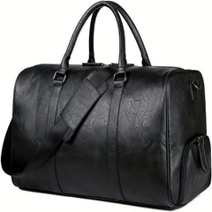 Foldable Duffle Bag PU Leather Luggage Bag Shoe Compartment