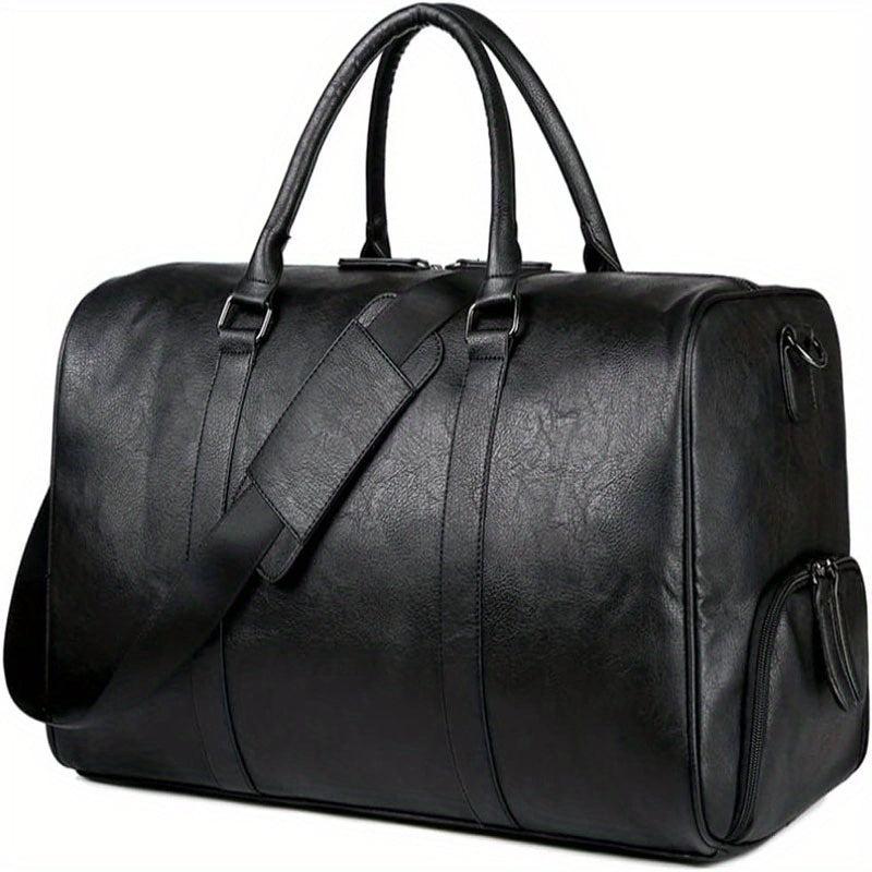 Foldable Duffle Bag PU Leather Luggage Bag Shoe Compartment