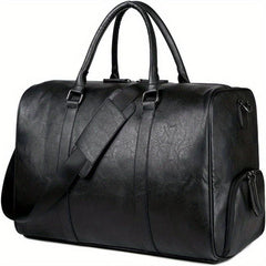 Foldable Duffle Bag PU Leather Luggage Bag Shoe Compartment