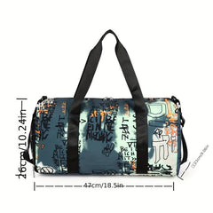 Graffiti Pattern Sports Handbag Lightweight Travel Luggage Bag