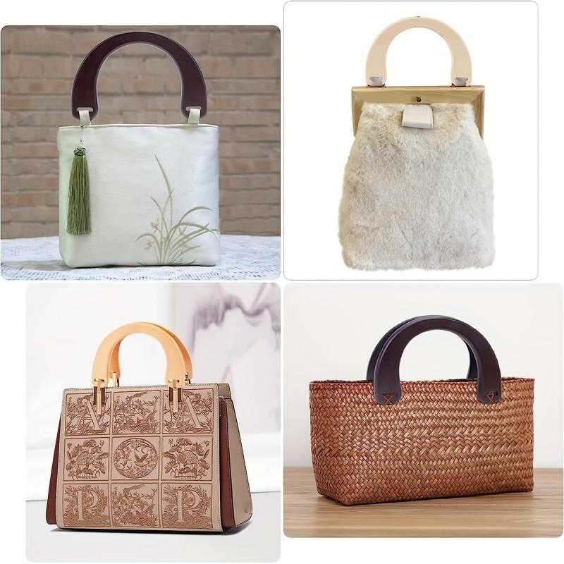2pcs Half Round Wooden Handle For Handbag Crossbody Bag Wallet Shape Handle