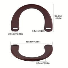2pcs Half Round Wooden Handle For Handbag Crossbody Bag Wallet Shape Handle