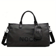 Letter Pattern Travel Handbag With Mini Bag