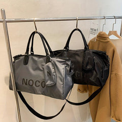 Letter Pattern Travel Handbag With Mini Bag