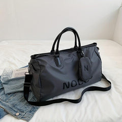 Letter Pattern Travel Handbag With Mini Bag