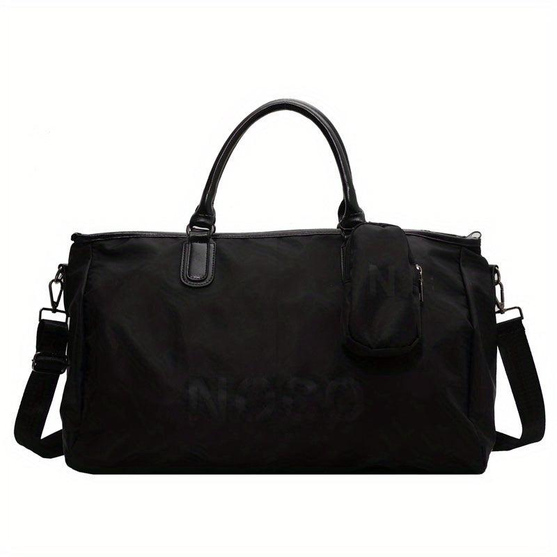 Letter Pattern Travel Handbag With Mini Bag
