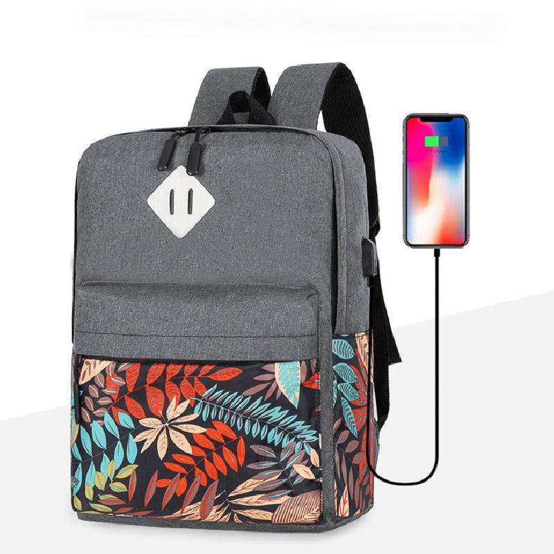 Vintage Leaves Pattern Travel Bag Set - Backpack, Shoulder Bag & Purse