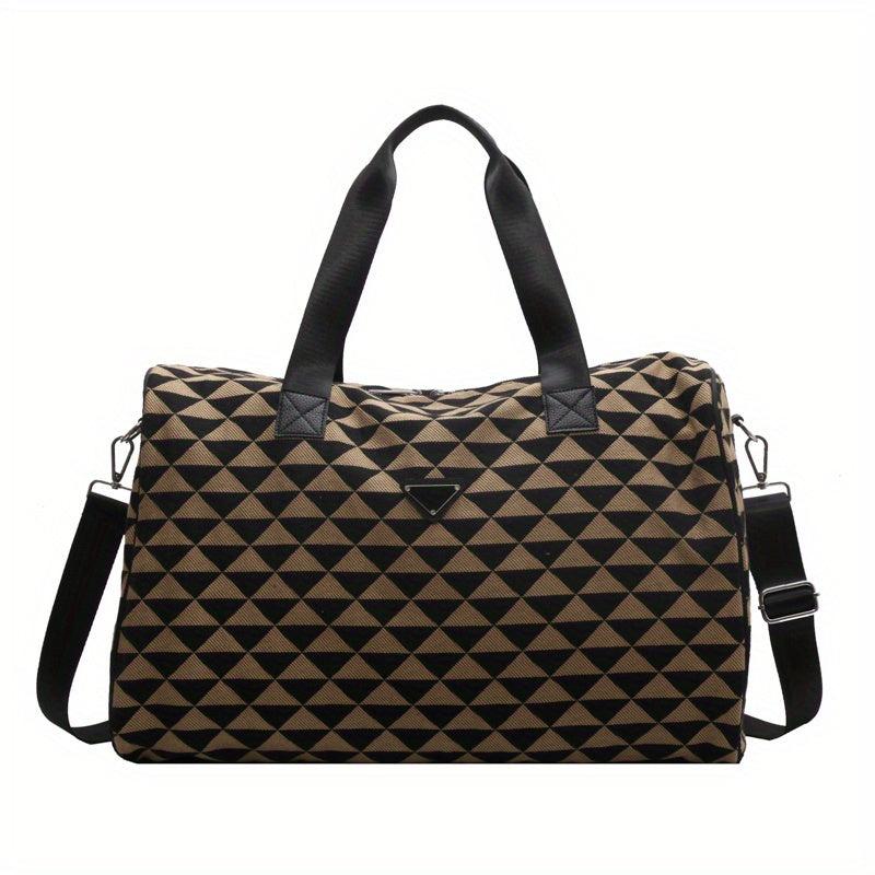 Large Capacity Rhombus Pattern Sports Bag Lightweight Travel Luggage Handbag