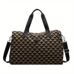 Large Capacity Rhombus Pattern Sports Bag Lightweight Travel Luggage Handbag