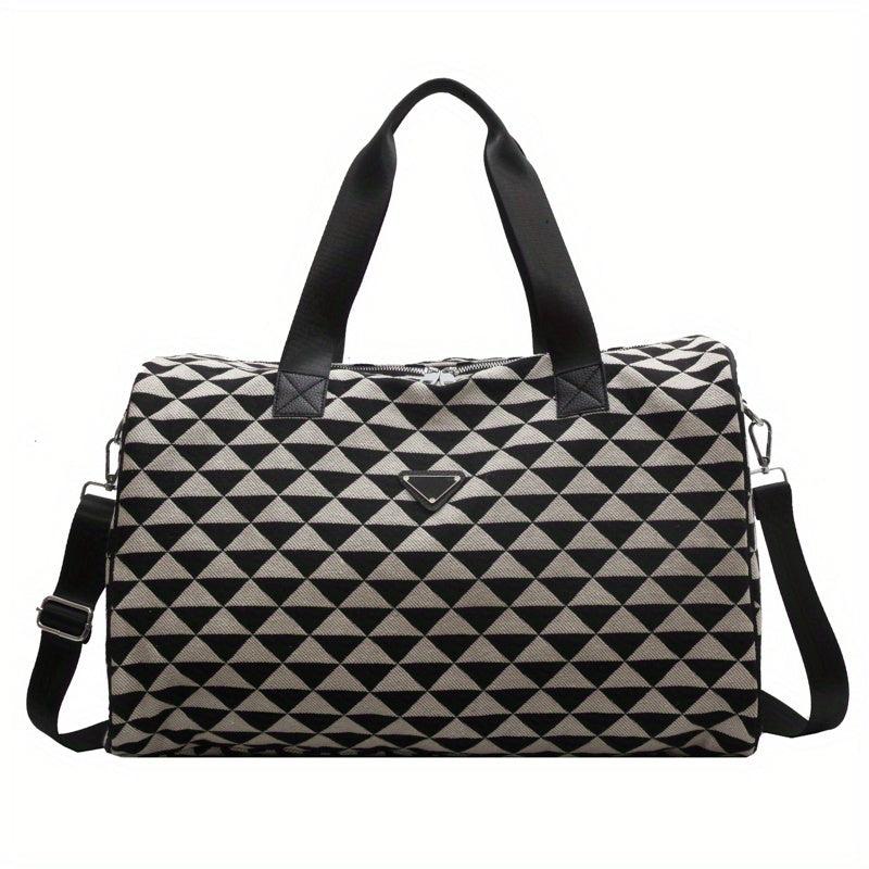 Large Capacity Rhombus Pattern Sports Bag Lightweight Travel Luggage Handbag
