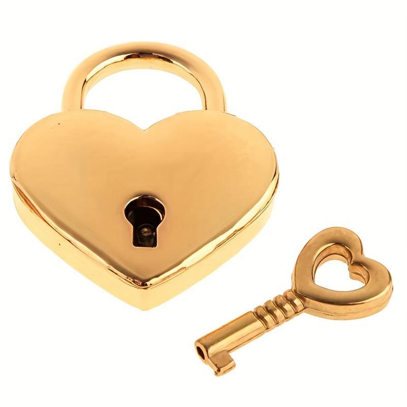 Heart Shaped Lock Key Padlock - Romantic Love Lock for Jewelry Box