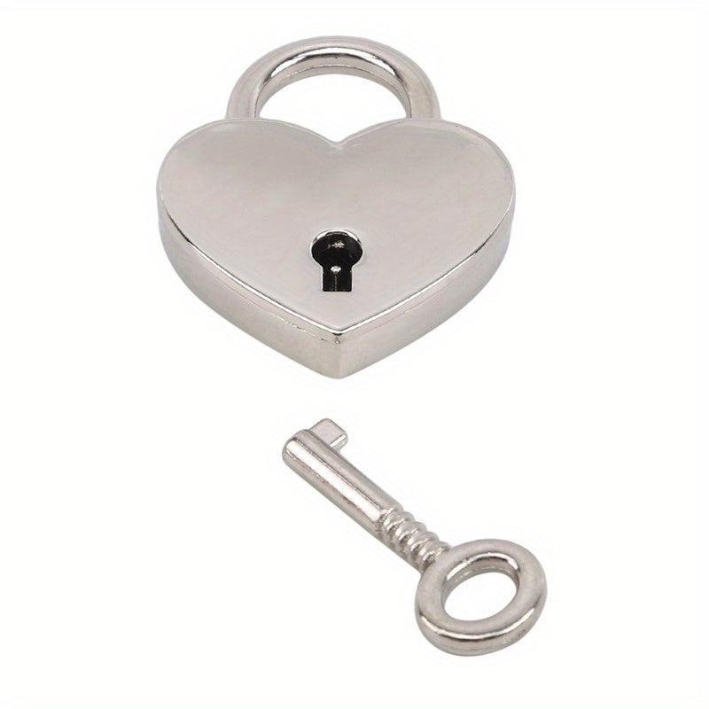 Heart Shaped Lock Key Padlock - Romantic Love Lock for Jewelry Box