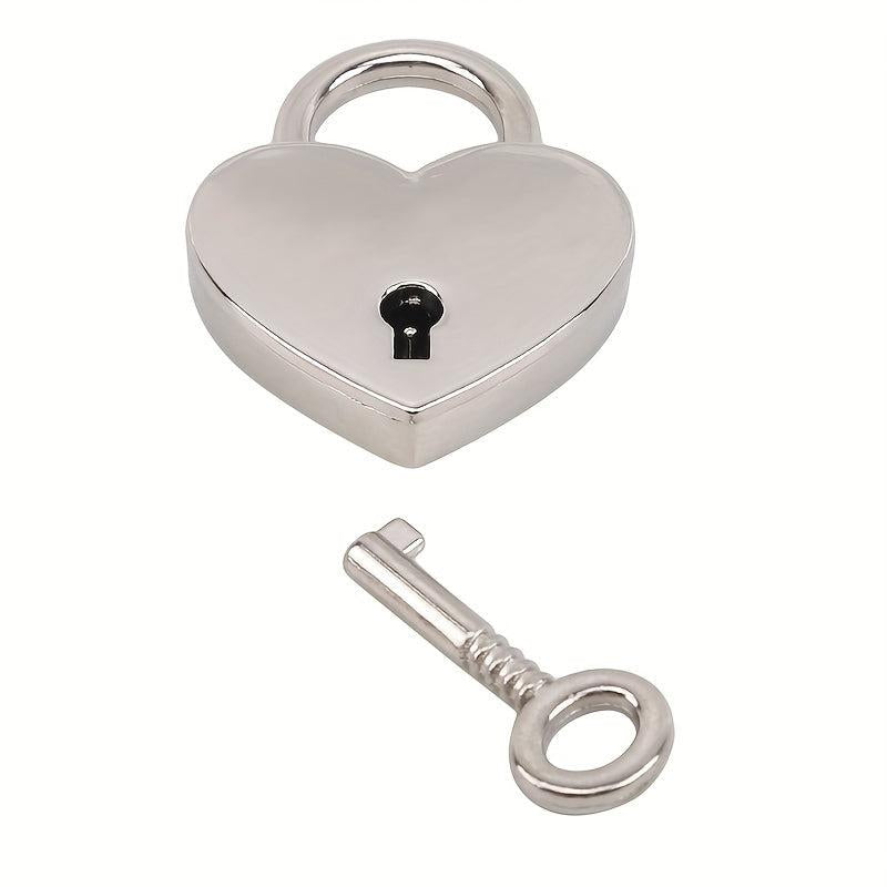 Heart Shaped Lock Key Padlock - Romantic Love Lock for Jewelry Box