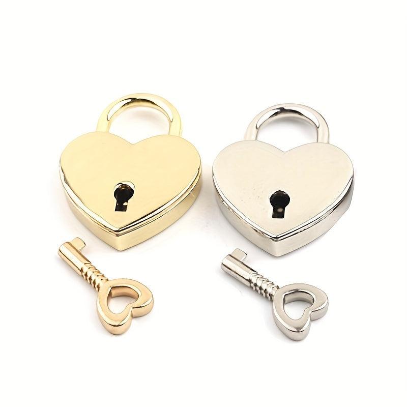 Heart Shaped Lock Key Padlock - Romantic Love Lock for Jewelry Box