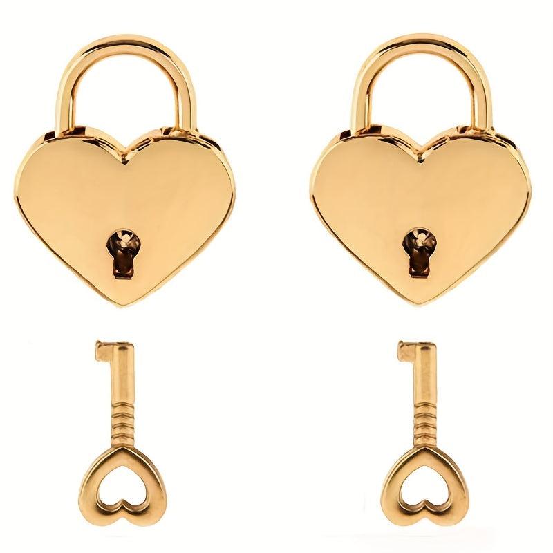Heart Shaped Lock Key Padlock - Romantic Love Lock for Jewelry Box