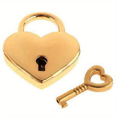 Heart Shaped Lock Key Padlock - Romantic Love Lock for Jewelry Box