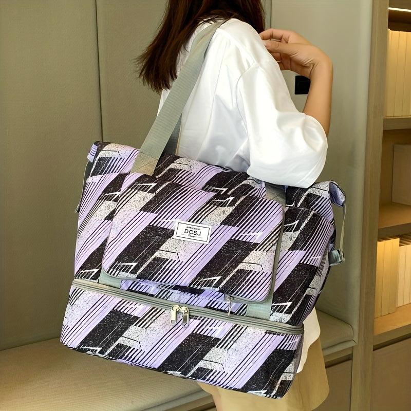 Large Capacity Travel Luggage Bag Niche Pattern Zipper Storage