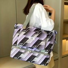Large Capacity Travel Luggage Bag Niche Pattern Zipper Storage