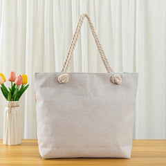 Geometric Floral Pattern Beach Tote Bag Large Capacity Shoulder Bag