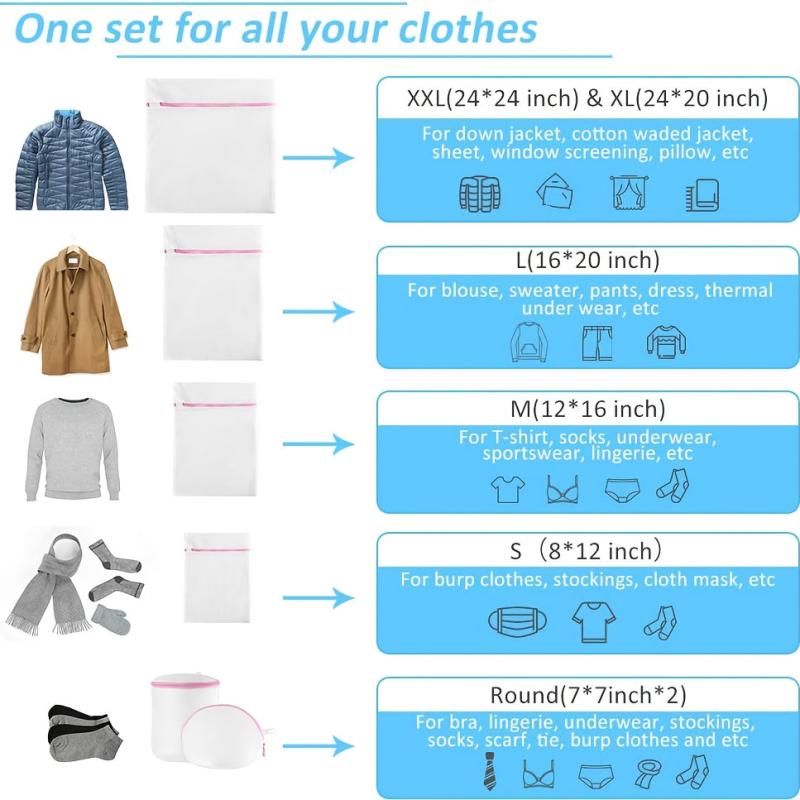 7PCS Mesh Laundry Storage Bag Travel Clothes Organizer